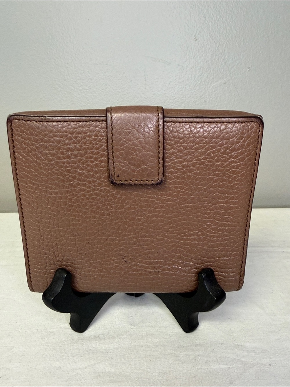 Salvatore Ferragamo Gancini Clip Pebbled Leather Bifold Wallet Brown Italy - Picture 4 of 9